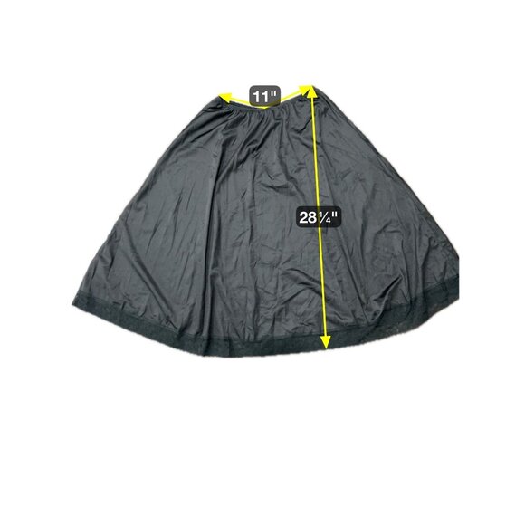 Vintage Blush Black Half Slip Elastic Waist Lace Hem SZ Small - Picture 7 of 9